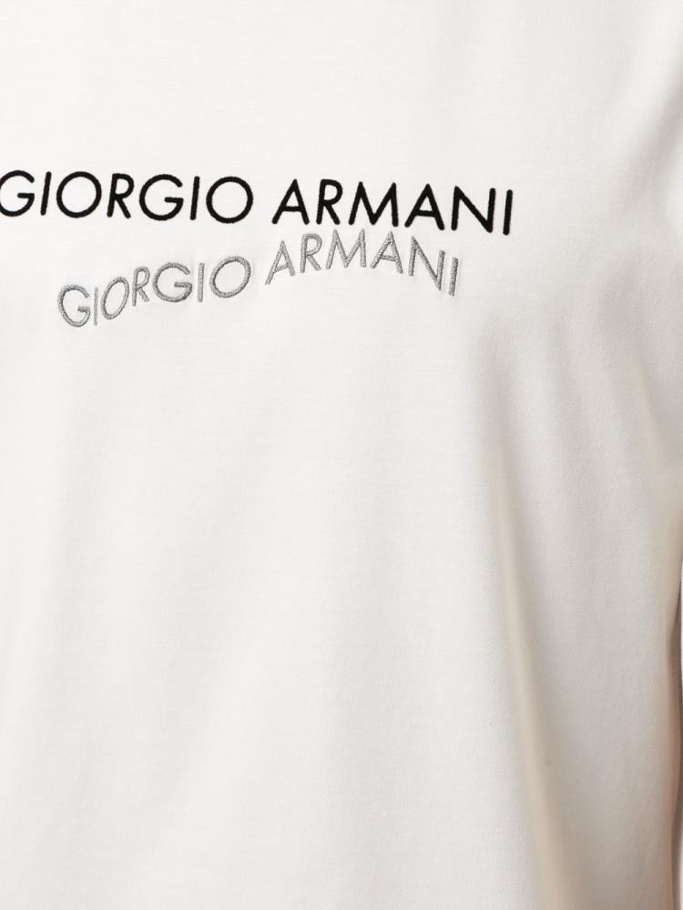 Armani Giorgio Armani Logo Print Majice Moški Bele | J9NFI6SS