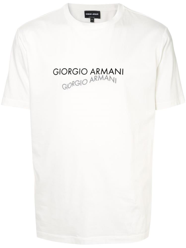 Armani Giorgio Armani Logo Print Majice Moški Bele | J9NFI6SS