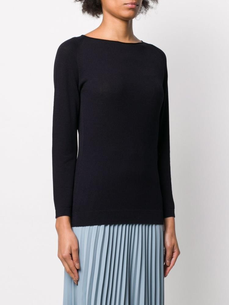 Armani Giorgio Armani Long Sleeve Ribbed Knit Top Ženske Modre | 5NUG6N2E