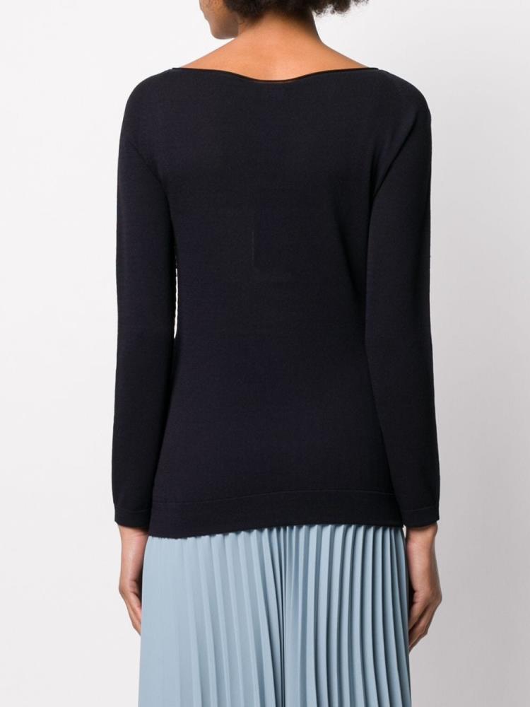 Armani Giorgio Armani Long Sleeve Ribbed Knit Top Ženske Modre | 5NUG6N2E