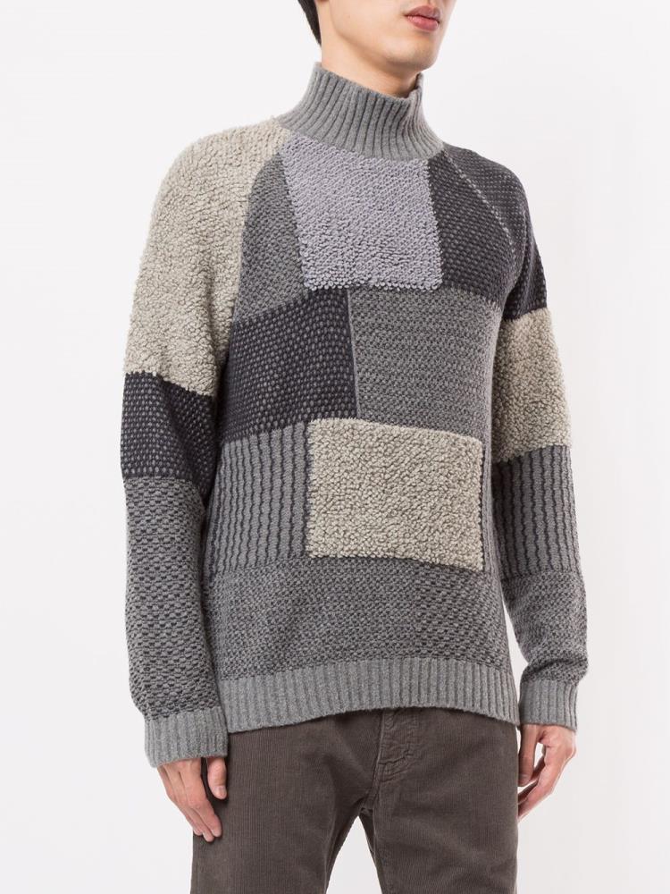 Armani Giorgio Armani Patchwork Knit Skakalci Moški Sive | B5U5L1GV