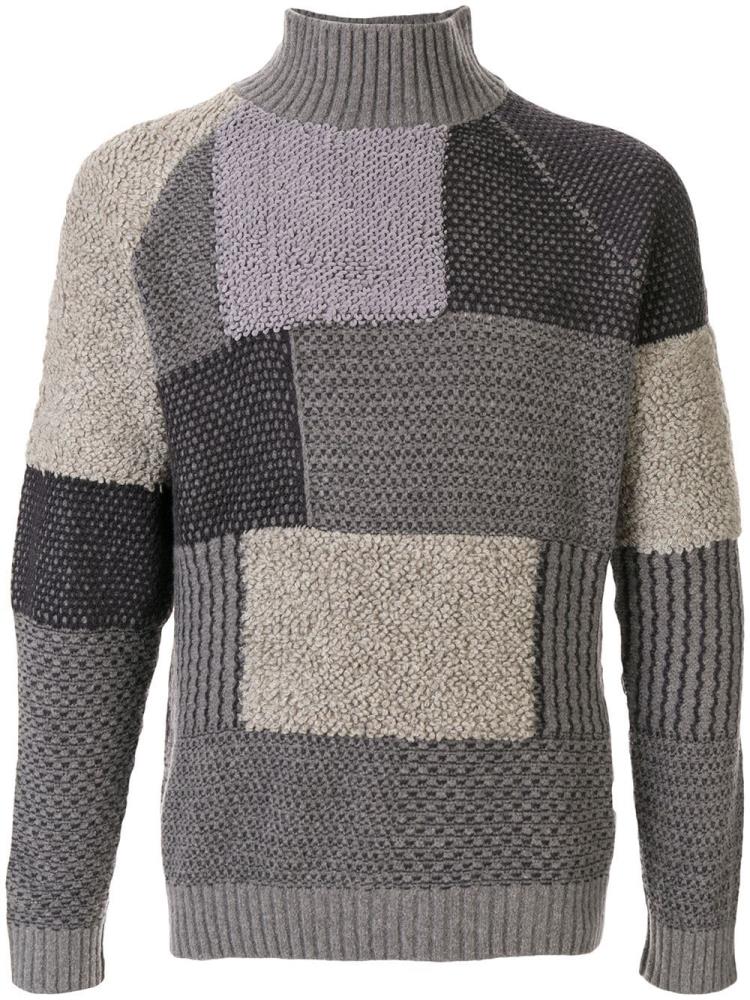 Armani Giorgio Armani Patchwork Knit Skakalci Moški Sive | B5U5L1GV