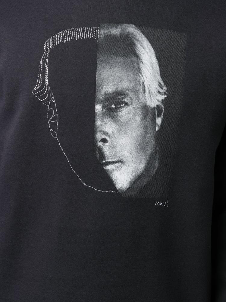 Armani Giorgio Armani Portrait Print Športni Puloverji Moški Črne | OHDYJXZW