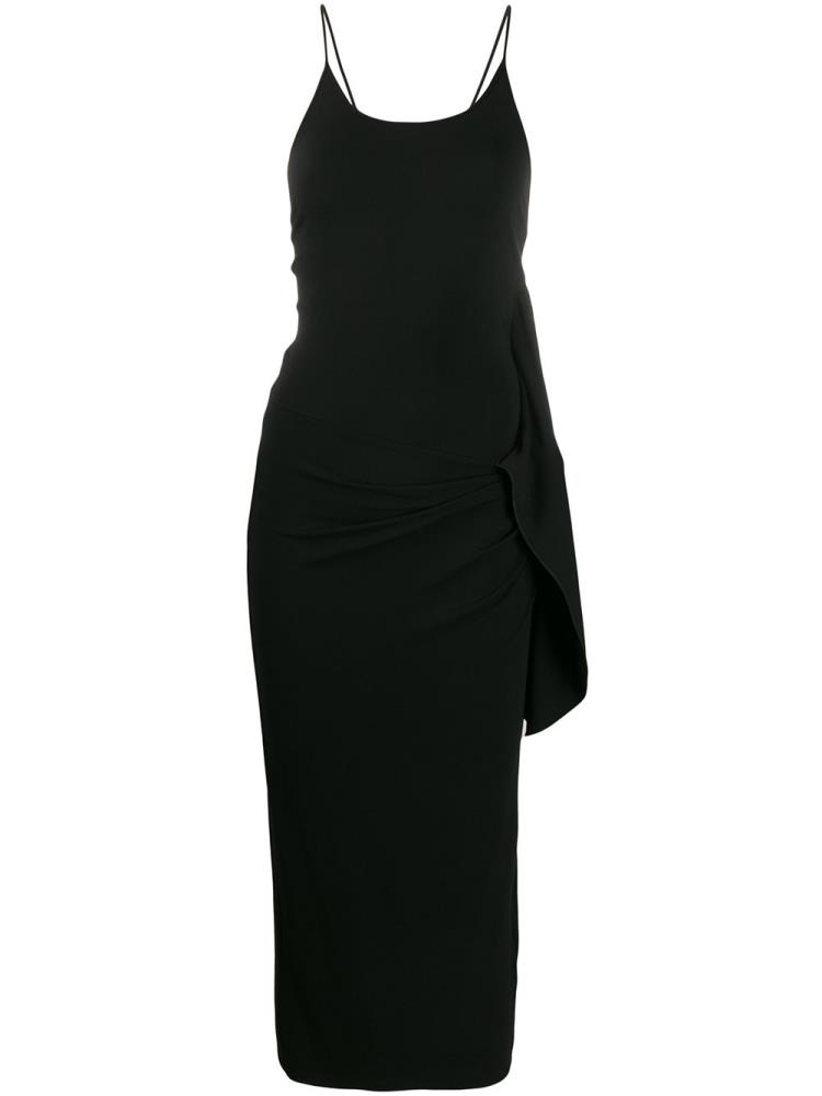 Armani Giorgio Armani Ruched Midi Obleke Ženske Črne | DR9FD336