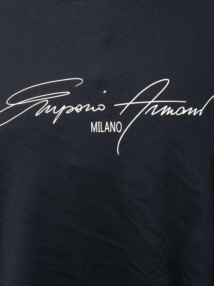 Armani Giorgio Armani Signature Logo Print Majice Moški Črne | ELS7LBNT