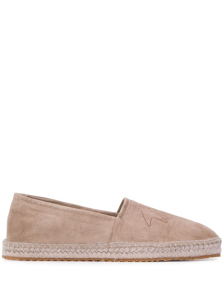 Armani Giorgio Armani Textured Cut Out Logo Espadrille Čevlji Moški Bež | B7LXDP6Z