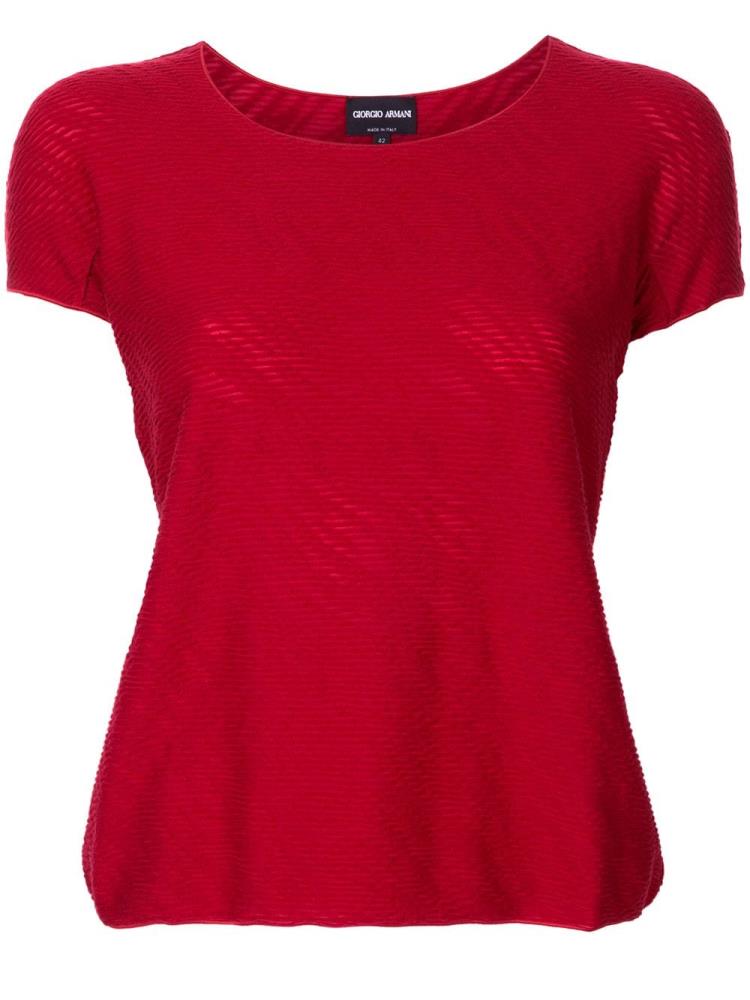 Armani Giorgio Armani Textured Knitted Top Ženske Rdeče | 5Z6VYCE2