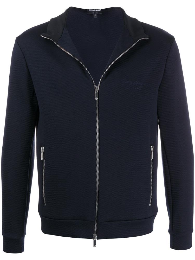 Armani Giorgio Armani Zip Front Športni Puloverji Moški Modre | 0NGX6M3Q