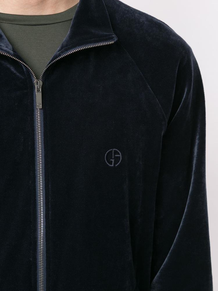 Armani Giorgio Armani Zip Through Velvet Športni Puloverji Moški Modre | 0GKWW6P7