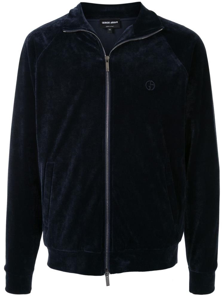 Armani Giorgio Armani Zip Through Velvet Športni Puloverji Moški Modre | 0GKWW6P7